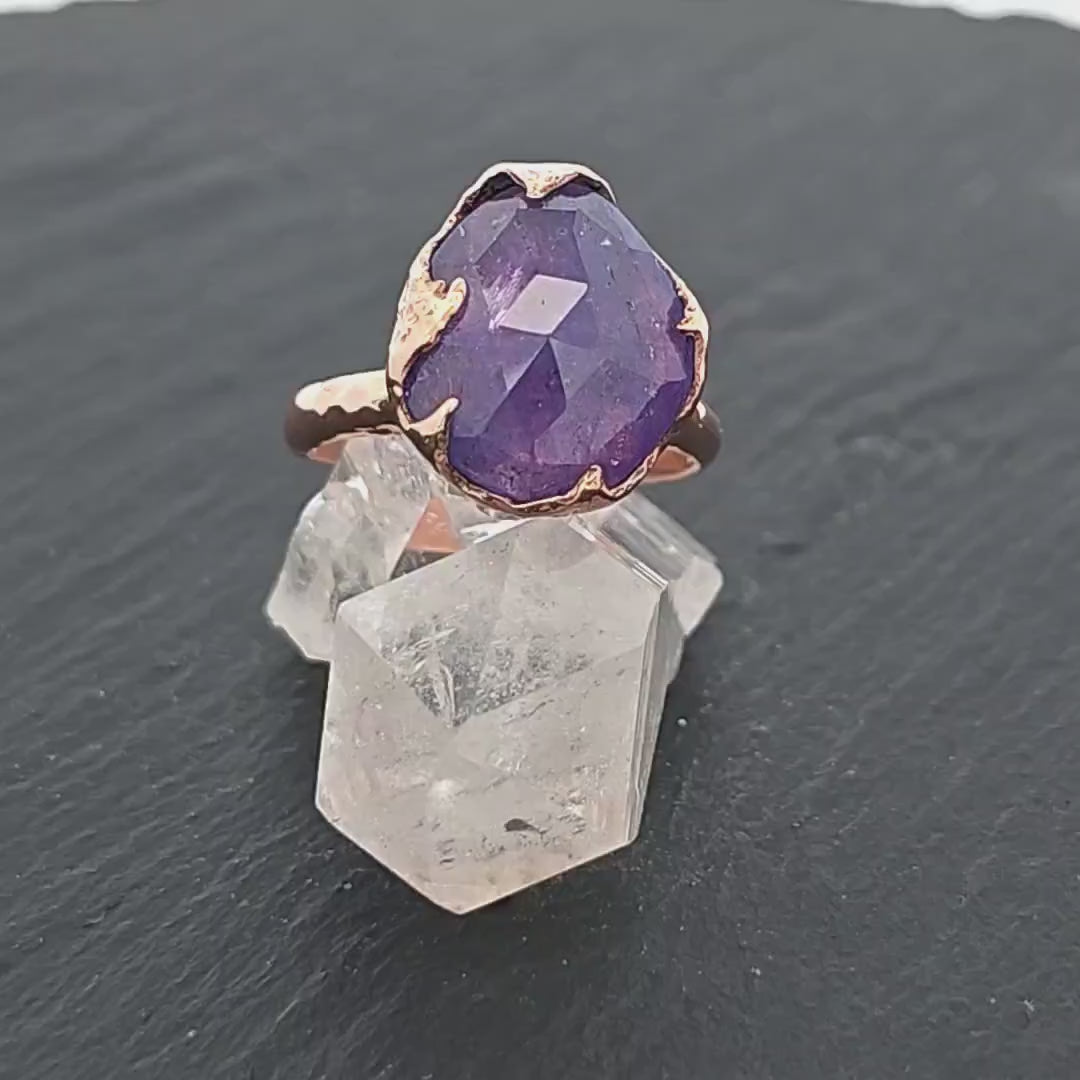 Fancy cut Tanzanite Crystal Solitaire 14k recycled Rose Gold Ring Gemstone cocktail statement byAngeline 1495