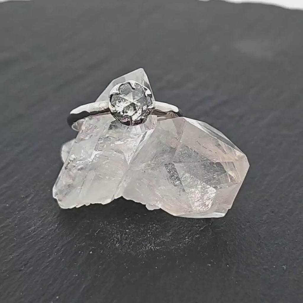 Fancy Cut White Diamond Solitaire Engagement Ring • 18k White Gold • Handmade byAngeline 1646