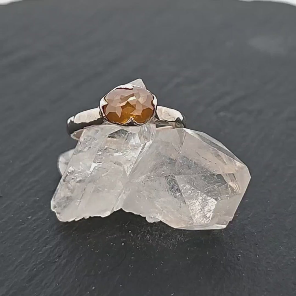 Fancy cut yellow Diamond Solitaire Engagement 14k White Gold Wedding Ring by Angeline 2835