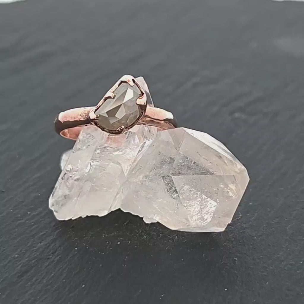 Half Moon Diamond Engagement Ring • 4k Rose Gold • Handmade by Angeline 2469