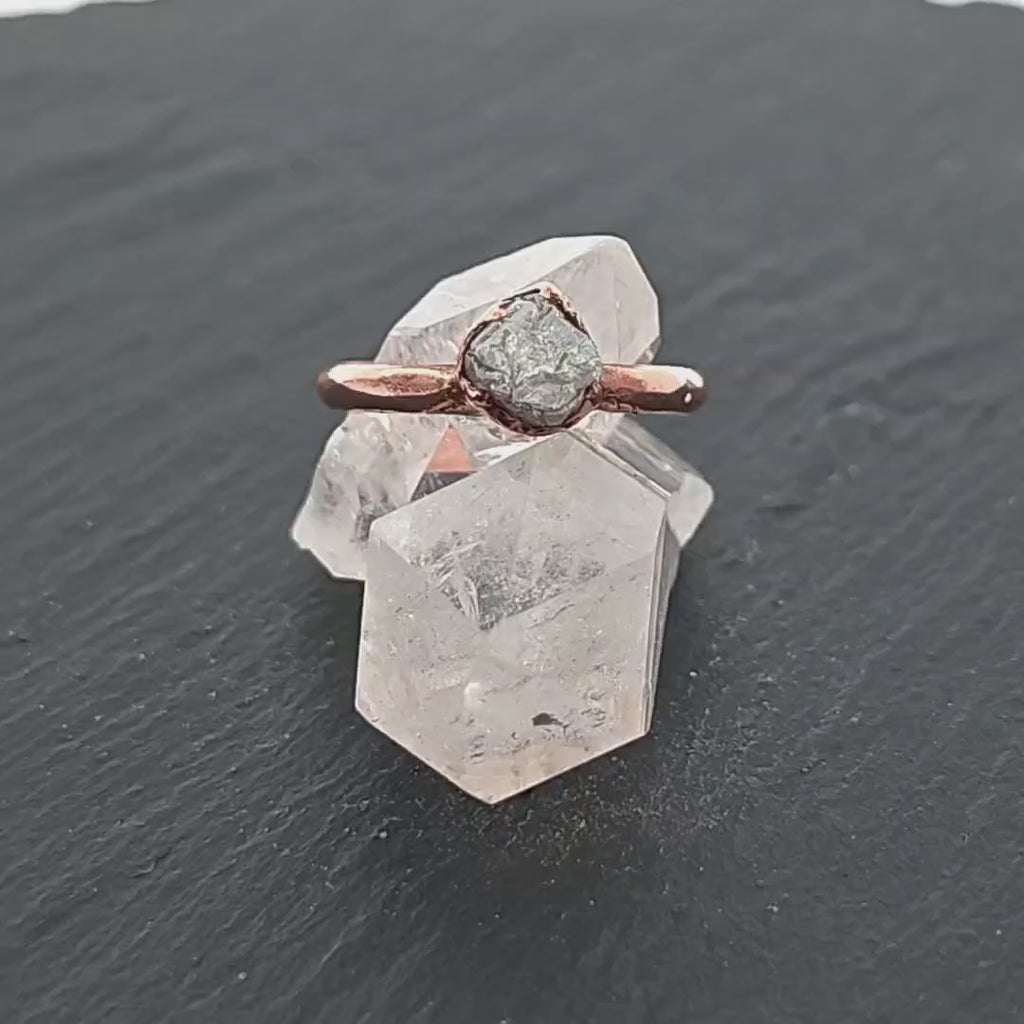 Raw Diamond Engagement Ring Rough Uncut Diamond Solitaire Recycled 14k Rose gold Conflict Free Diamond Wedding Promise 3109
