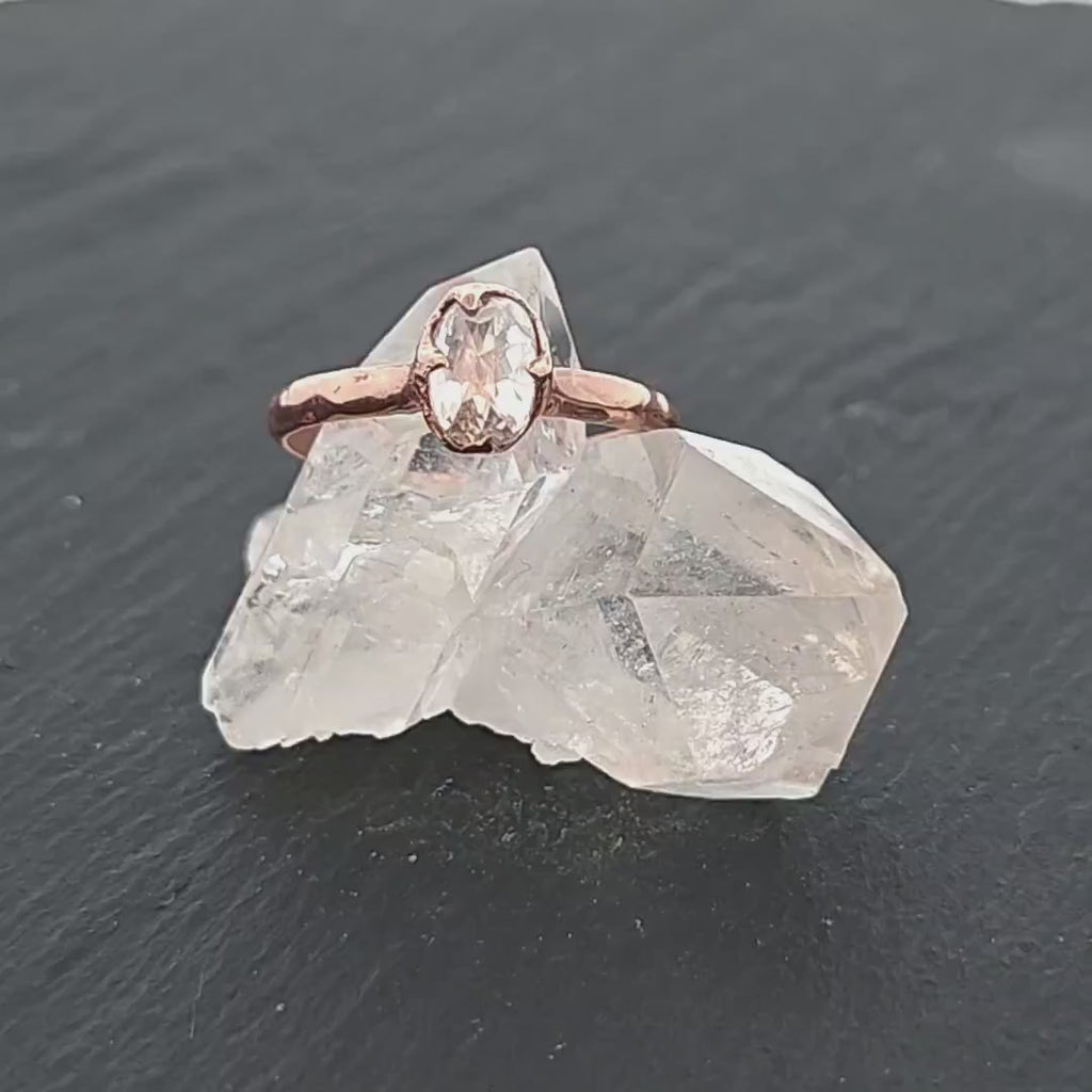 Faceted Fancy cut white Diamond Solitaire Engagement 14k Rose Gold Wedding Ring byAngeline 1941