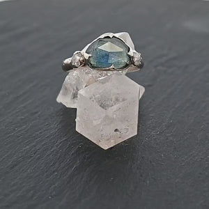 Fancy cut Montana Sapphire Diamond 14k White Gold Engagement Ring Wedding Ring blue Gemstone Ring Multi stone Ring 2953