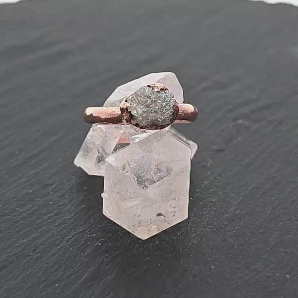 Raw Diamond Engagement Ring Rough Uncut Diamond Solitaire Recycled 14k Rose gold Conflict Free Diamond Wedding Promise 3103