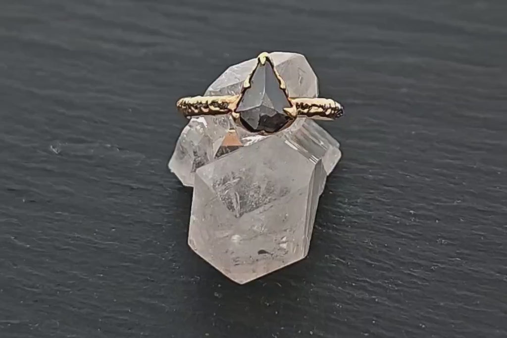 Salt and Pepper Diamond Engagement Ring • 14k Yellow Gold • Handmade byAngeline 0798