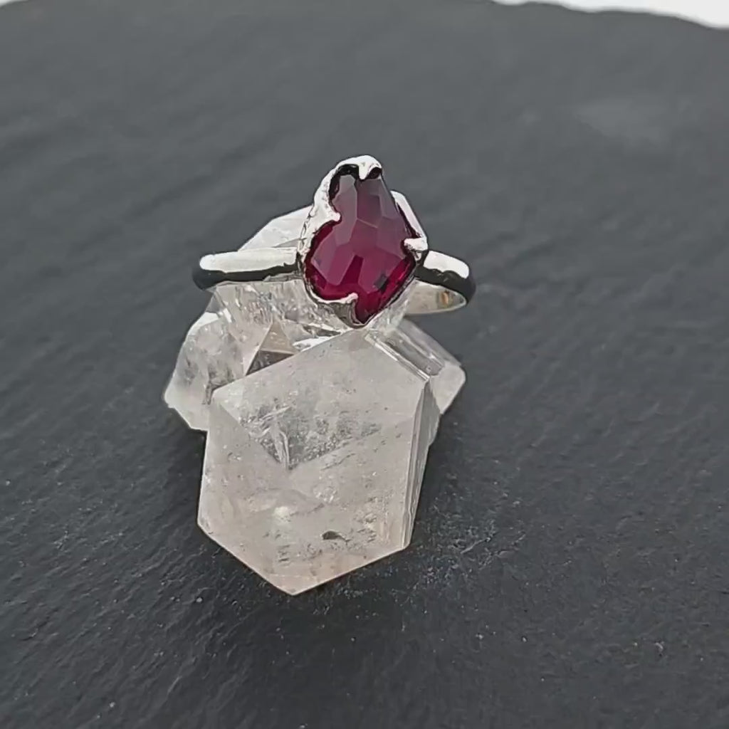 Partially Faceted Tourmaline Solitaire 14k white Gold Engagement Ring Wedding Ring Custom One Of a Kind Gemstone Ring 2071