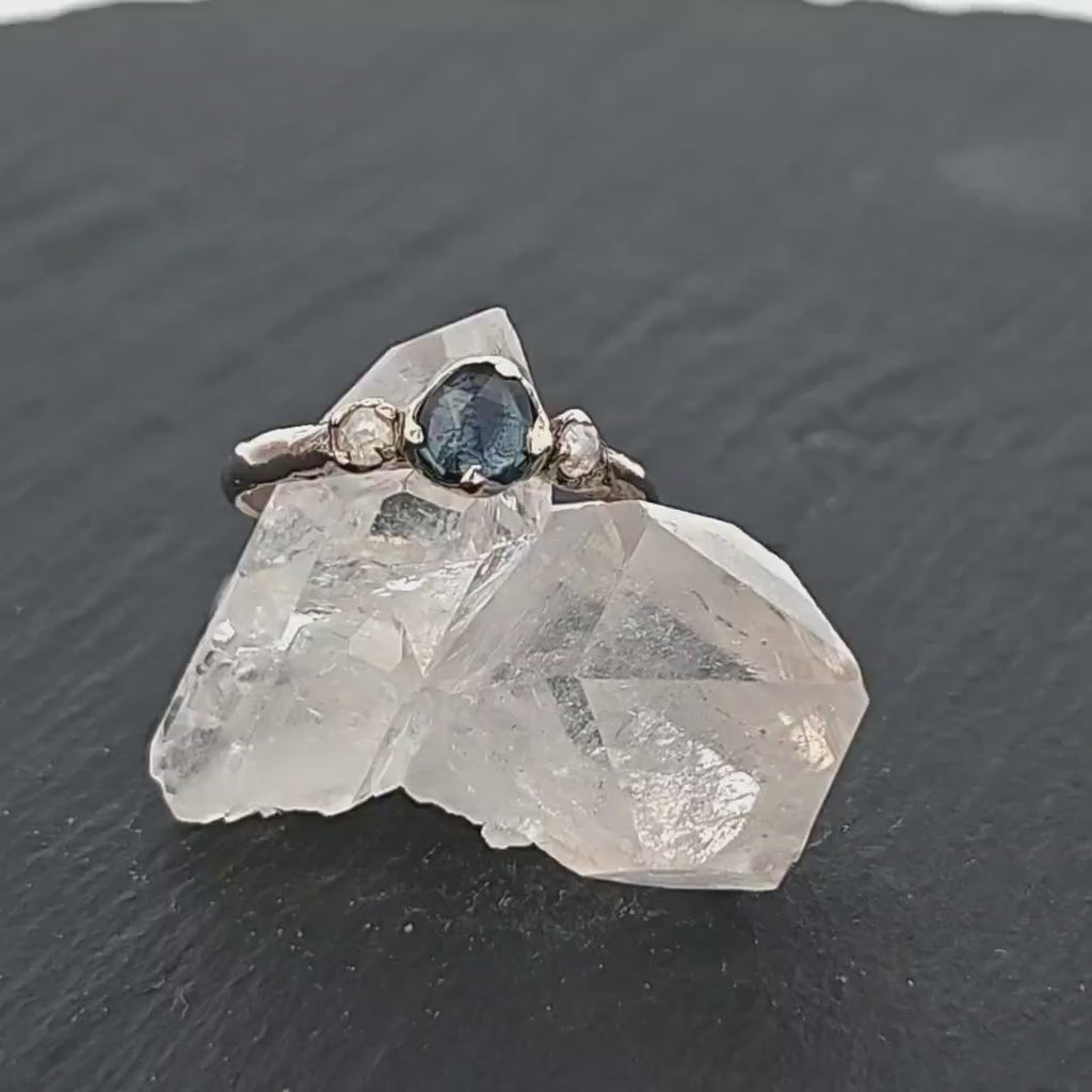 Fancy cut Salt and Pepper Diamond Solitaire Engagement 14k White Gold Wedding Ring Diamond Ring byAngeline 2040