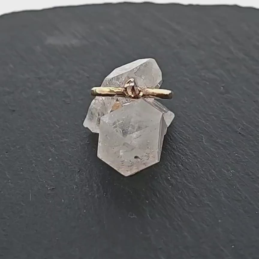Champagne Half Moon Diamond Solitaire Engagement Ring • 14k Yellow Gold • Handmade by Angeline 3200