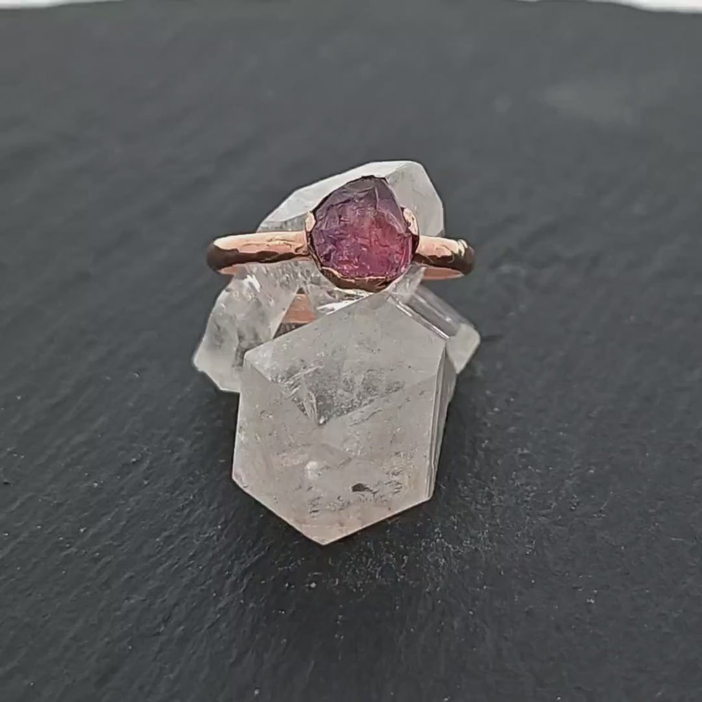 Real Raw Sapphire Solitaire Engagement Ring | Solid 14k Rose Gold | Handmade By Angeline 0696