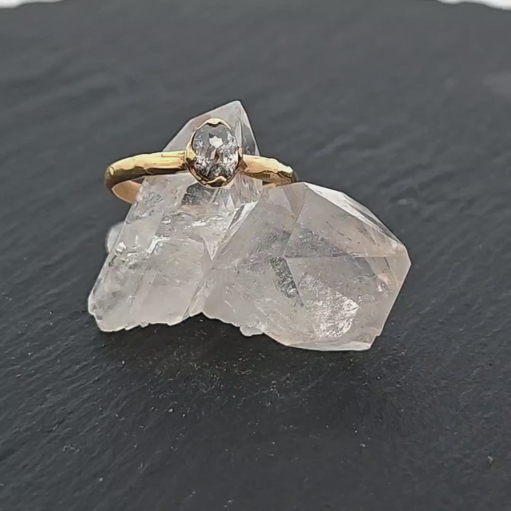Salt and Pepper Diamond Solitaire Engagement Ring • 18k Yellow Gold • Handmade byAngeline 0849
