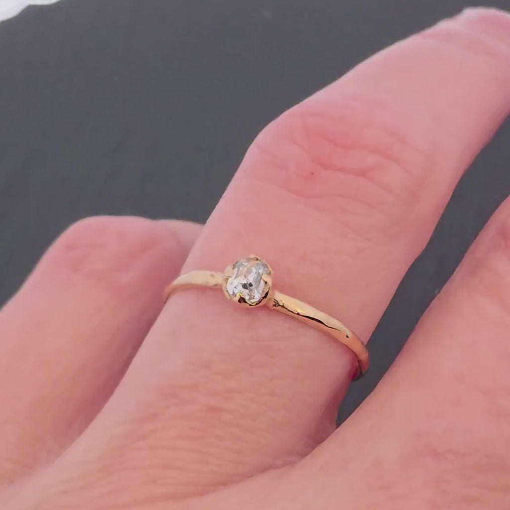 Dainty Diamond Engagement Ring • 14k Yellow Gold  • Rustic Solitaire • Alternative Engagement Ring • Handmade by Angeline 3676