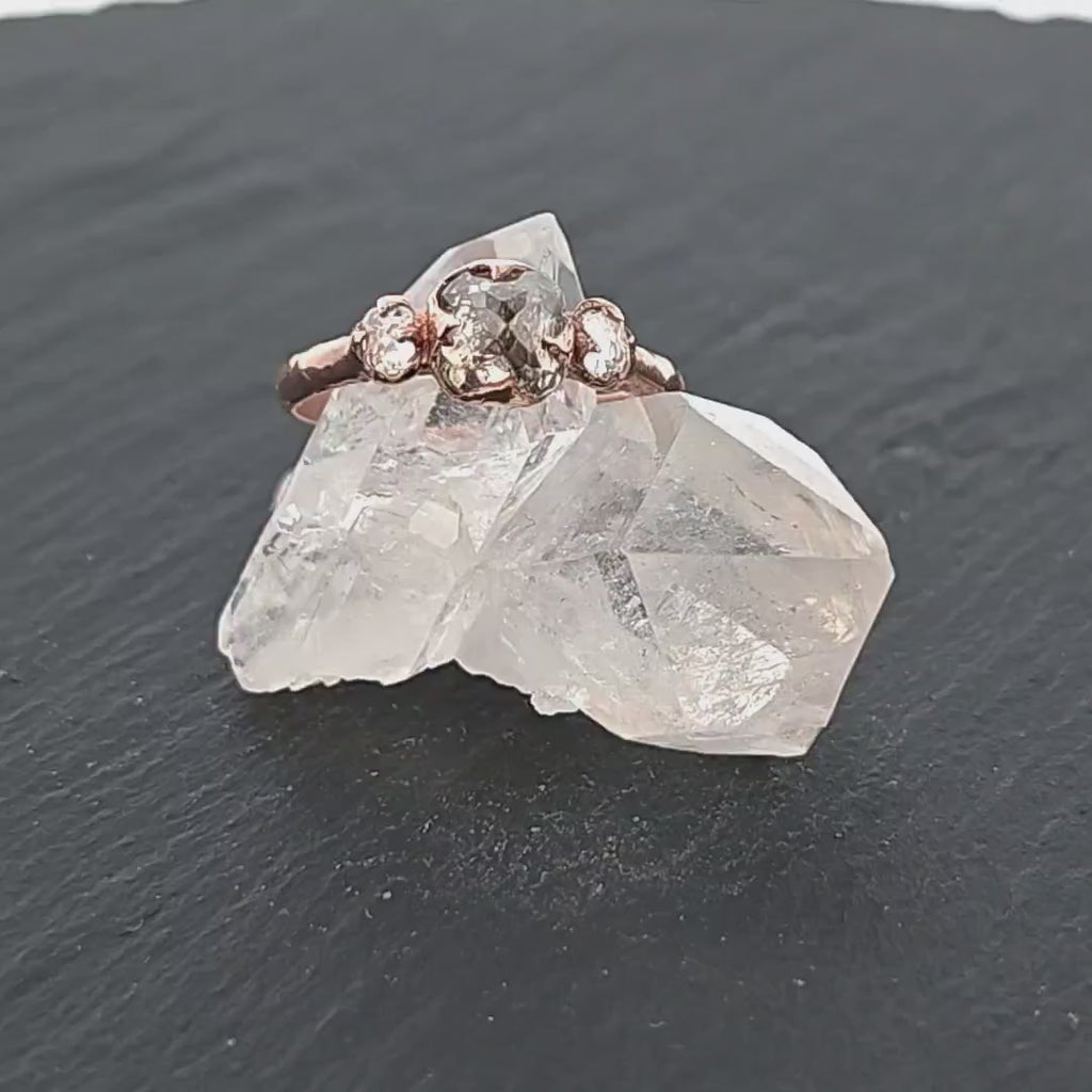 Diamond Engagement Ring • 14k Rose Gold • Diamond Accents • Multi stone Wedding Ring byAngeline 1980