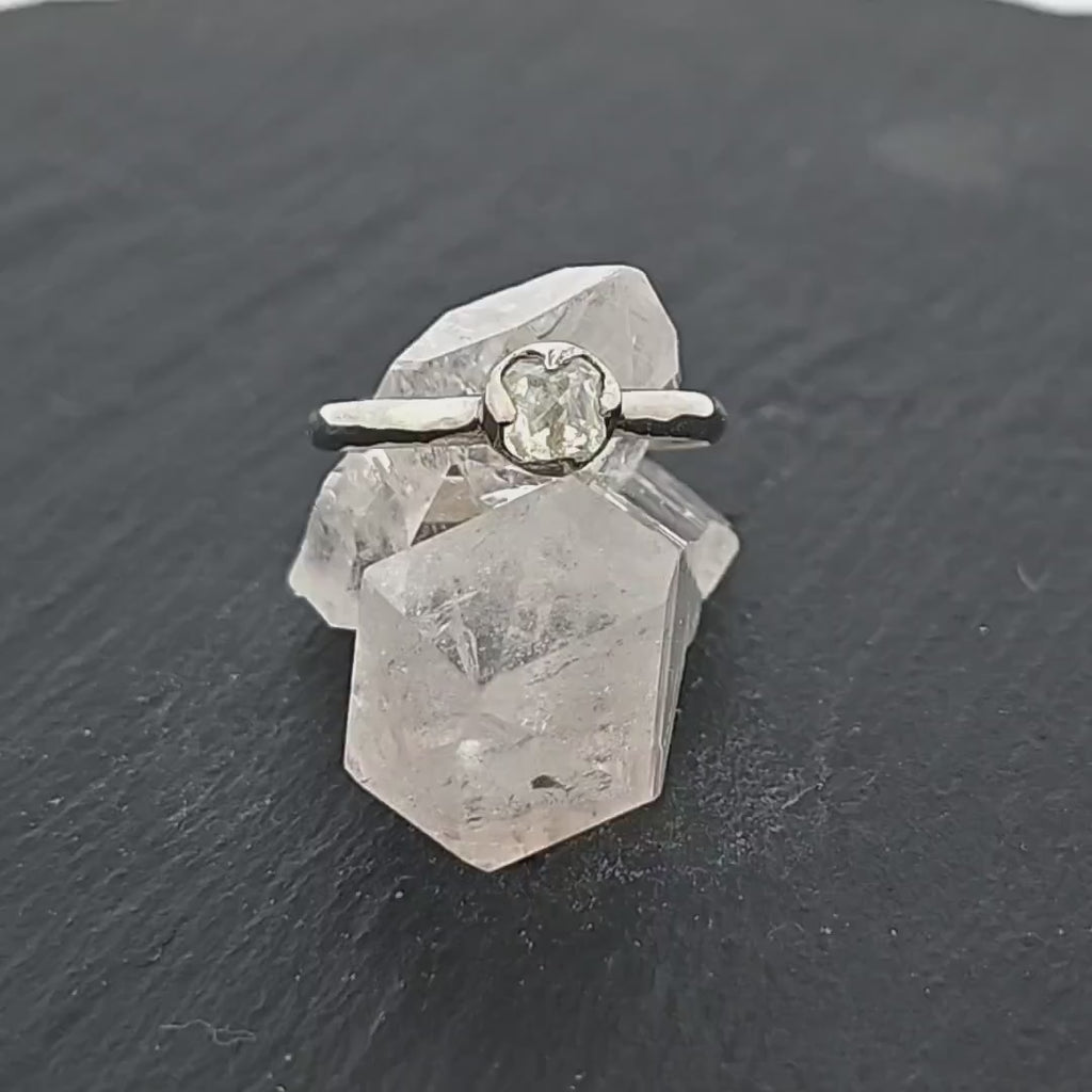 Antique Style Diamond Solitaire Engagement Ring • 14k White Gold • Made In USA byAngeline 1296