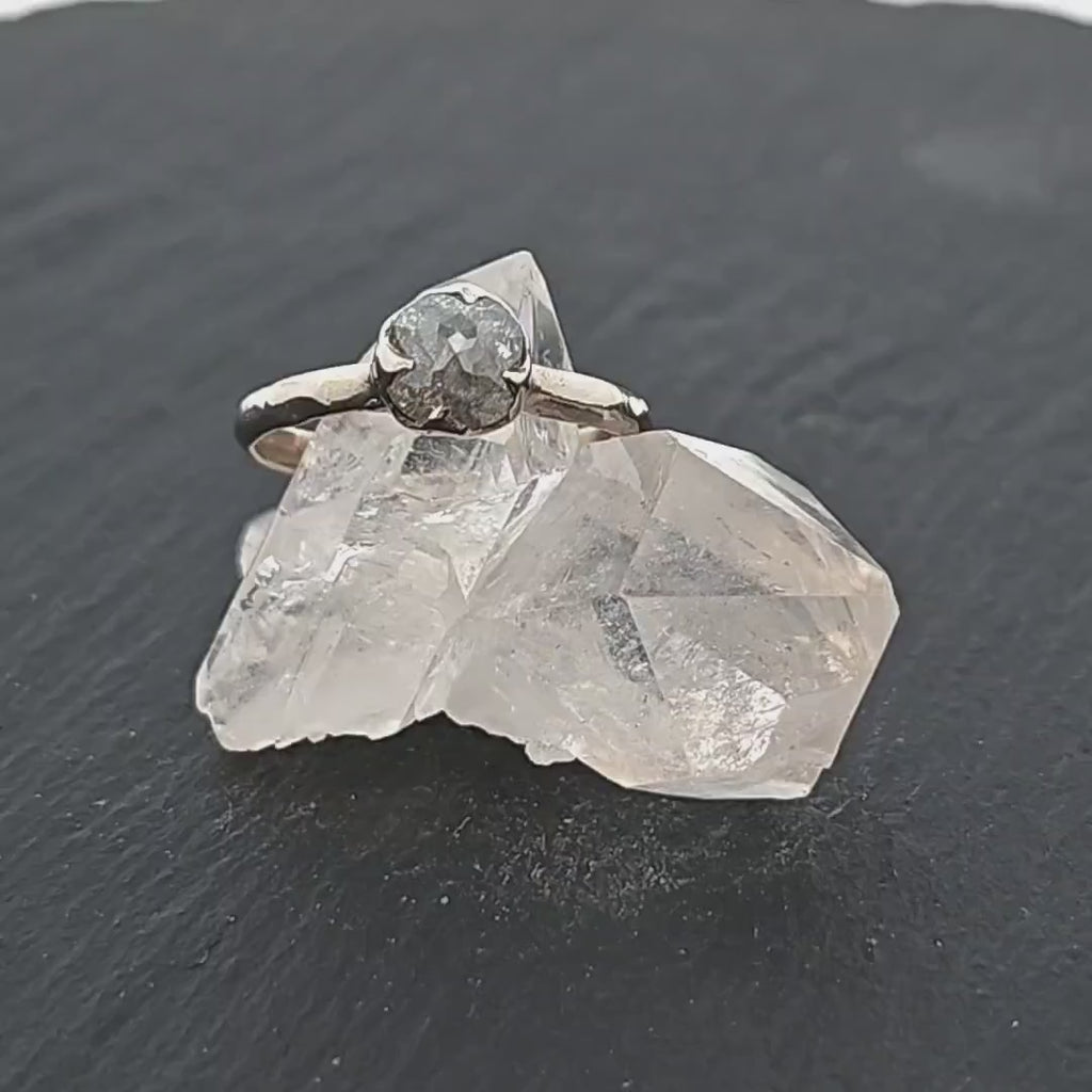 Antique Style Diamond Solitaire Engagement Ring • 18k White Gold • Made In USA by Angeline 2776