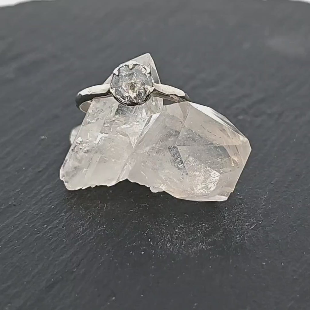 White Diamond Solitaire Engagement Ring • 14k White Gold • Handmade ByAngeline 1755
