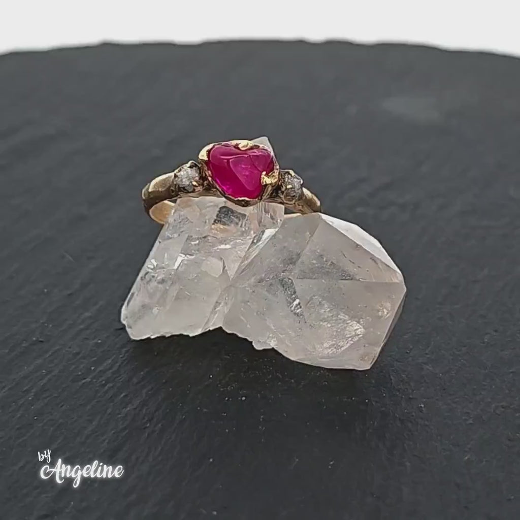 Pink Umba Sapphire Engagement Ring • 18k Yellow Gold • Hnadmade by Angeline 3231