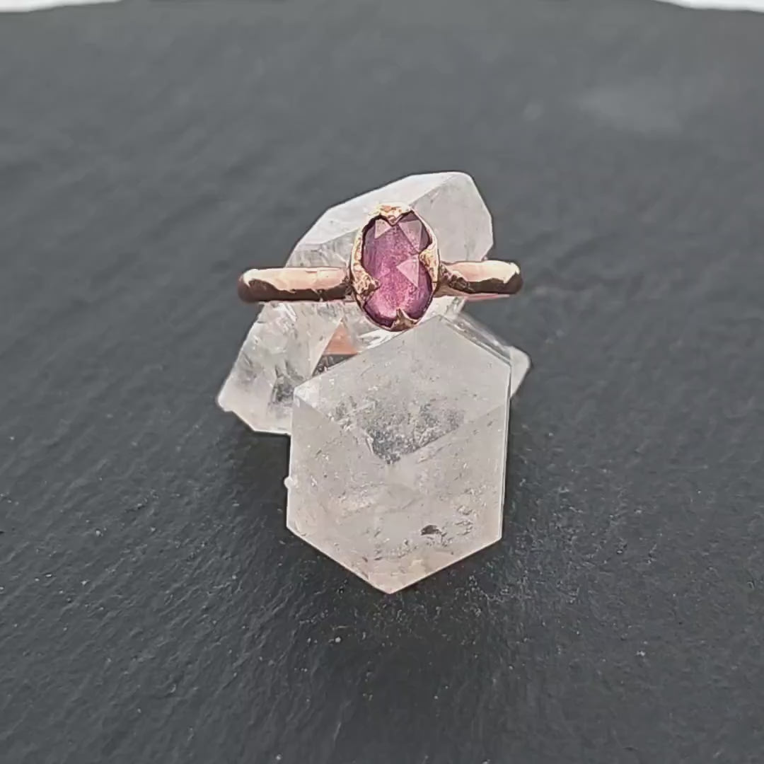 Fancy cut Pink Sapphire 14k Rose gold Solitaire Ring Gold Gemstone Engagement Ring 2015