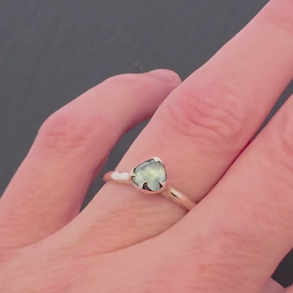 Rose Cut Montana Sapphire Engagement Ring • Sterling Silver • Handmade by Angeline 3684