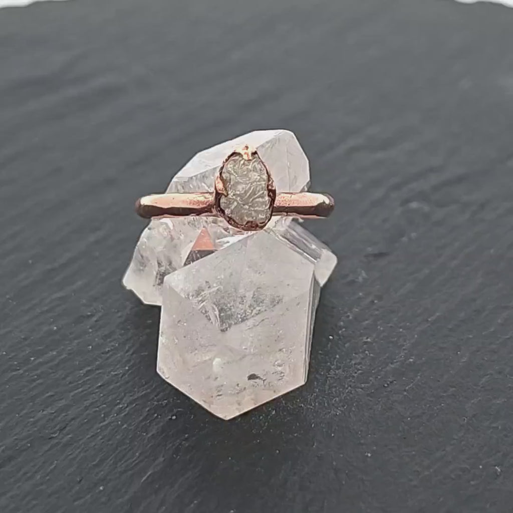 Raw Diamond Engagement Ring Rough Uncut Diamond Solitaire Recycled 14k Rose gold Conflict Free Diamond Wedding Promise 3112
