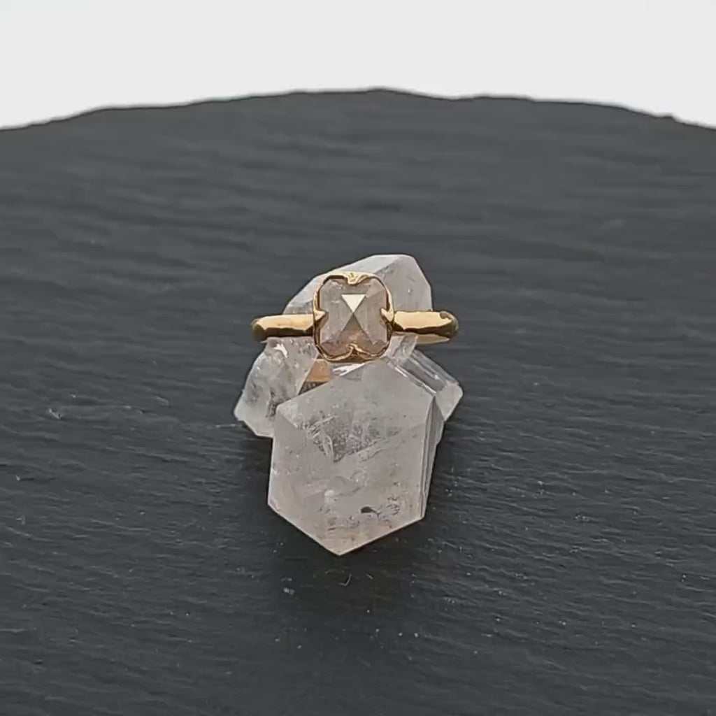 White Diamond Solitaire Engagement Ring • 18k Yellow Gold • Handmade Statement Ring byAngeline 1057