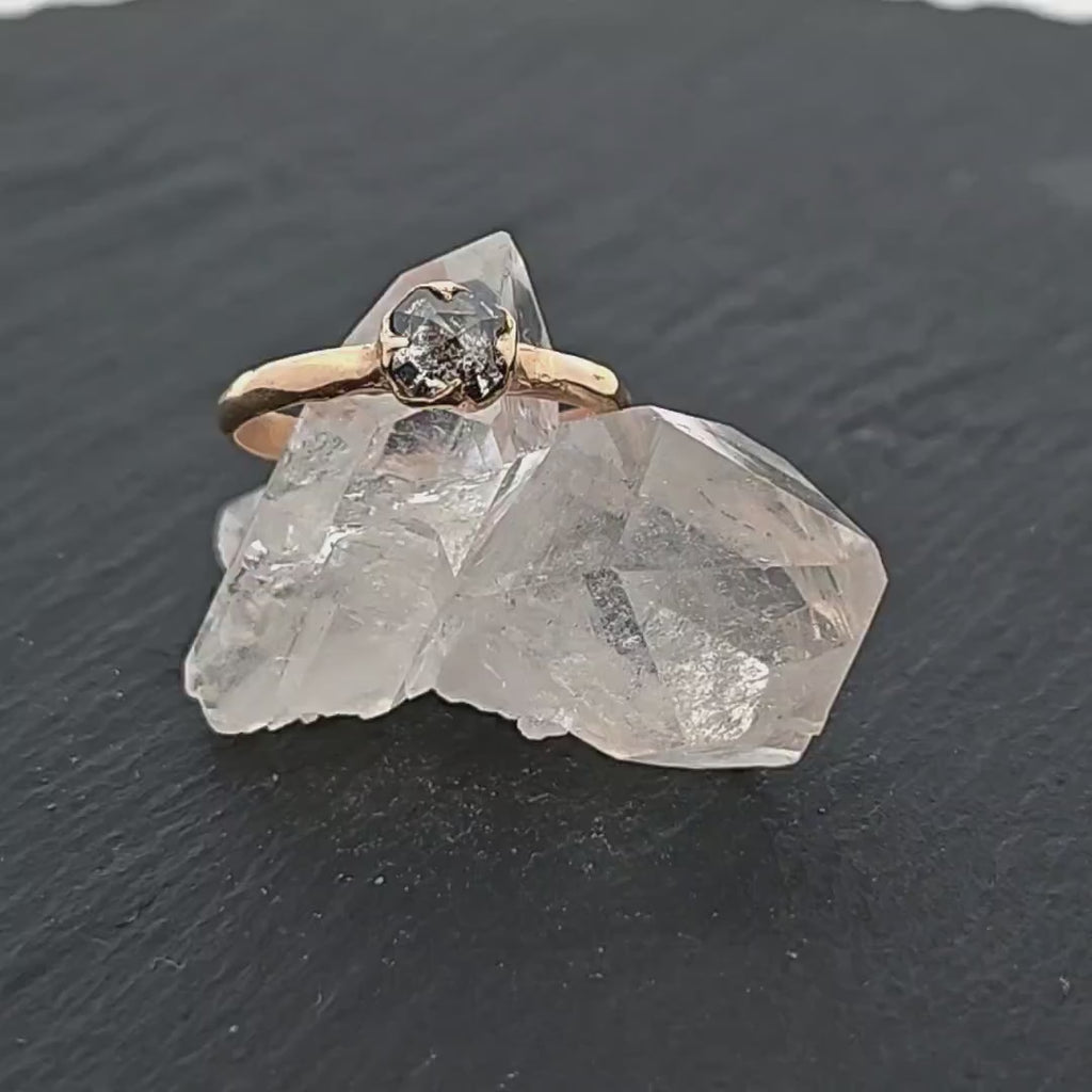 Salt and Pepper Diamond Solitaire Engagement Ring • 14k Yellow Gold • Handmade By Angeline 2022