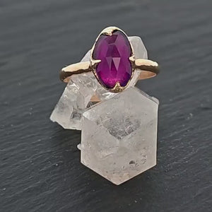 Fancy cut Amethyst Yellow Gold Ring Gemstone Solitaire recycled 14k statement cocktail statement 1274