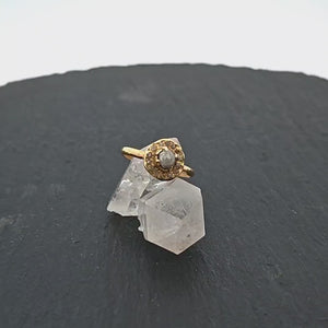 Raw Rough Diamond Halo Engagement 18k Gold Wedding Ring diamond Stacking Ring Rough Diamond Ring byAngeline 0050