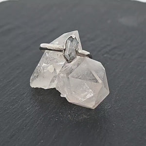 Fancy cut silver Diamond Solitaire Engagement 14k White Gold Wedding Ring byAngeline 0704