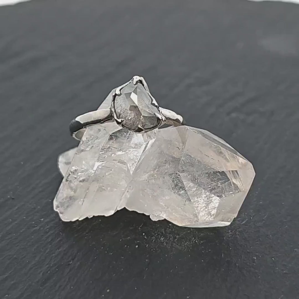 Fancy Cut Half Moon Diamond Solitaire Engagement 14k White Gold Wedding Ring byAngeline 2036