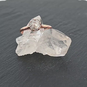 Faceted Fancy cut white Diamond Solitaire Engagement 14k Rose Gold Wedding Ring byAngeline 1651