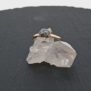 Fancy cut salt and pepper Diamond Solitaire Engagement 18k yellow Gold Wedding Ring Diamond Ring byAngeline 0846