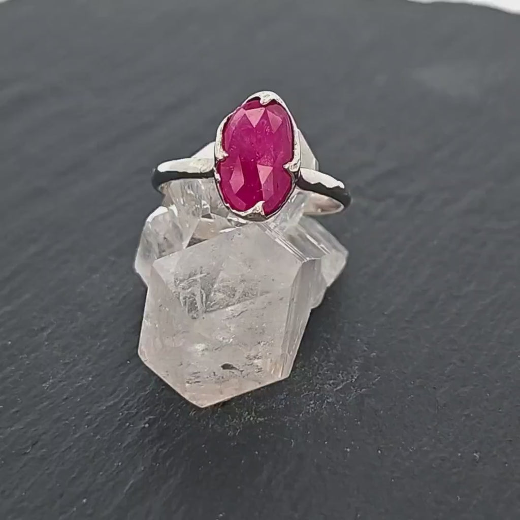 Burma Ruby Solitaire Engagement Ring • 14k White Gold Ring • Handmade By Angeline 1554