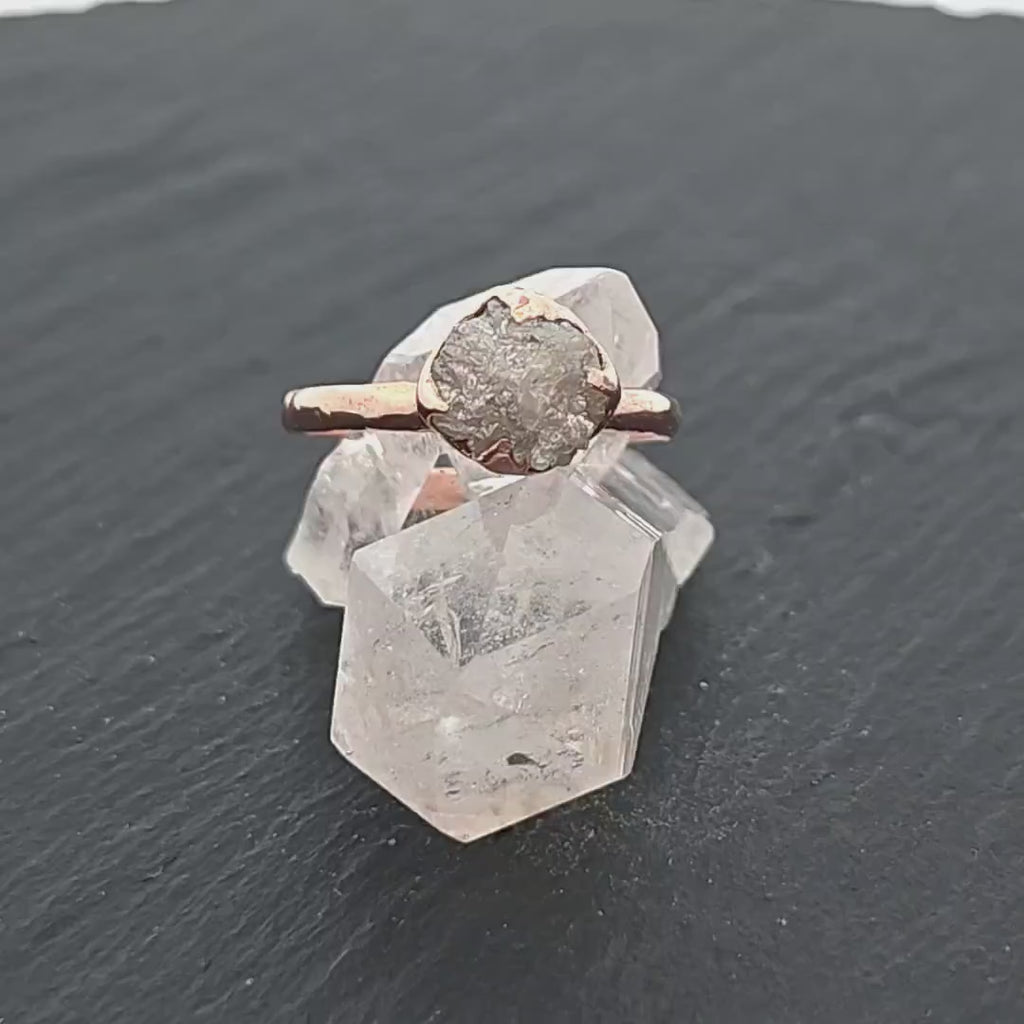 Raw Rough UnCut Diamond Engagement Ring Rough Diamond Solitaire Recycled 14k Rose gold Conflict Free Diamond Wedding Promise by Angeline 270