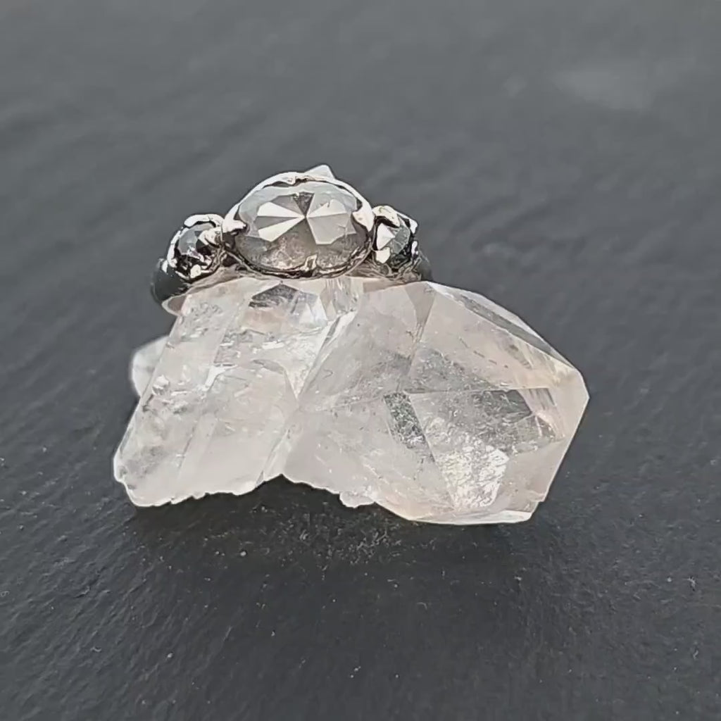 Fancy cut White Diamond Multi stone Engagement White 14k Gold Wedding Ring 3464