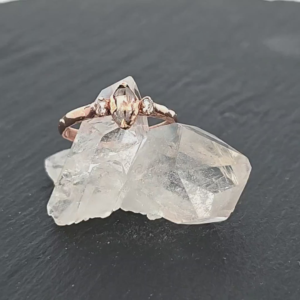 Dainty Diamond Engagement Ring • 14k Rose Gold • Multi stone Wedding Ring byAngeline 1985