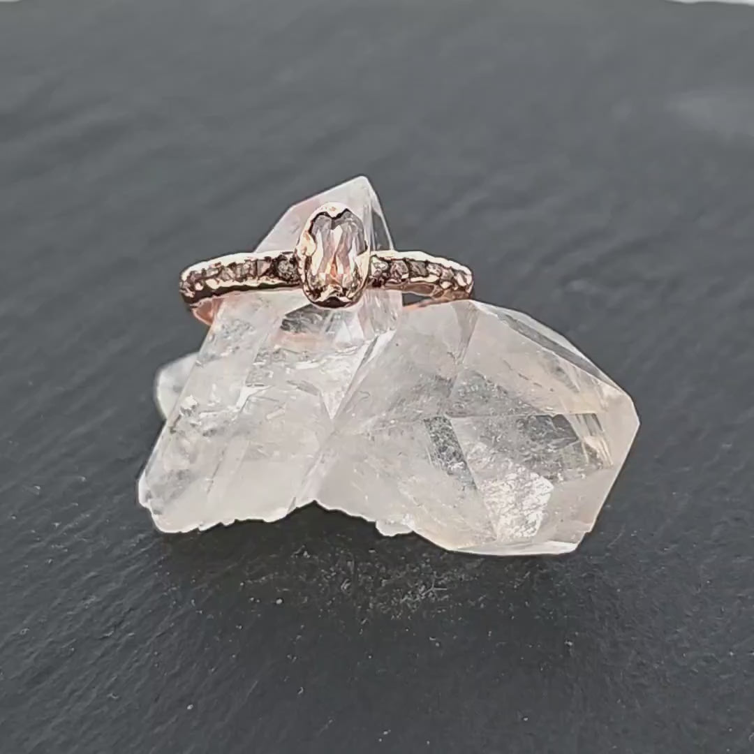 Fancy cut Champagne Diamond Engagement 14k Rose Gold Multi stone Wedding Ring Rough Diamond Ring byAngeline 0644
