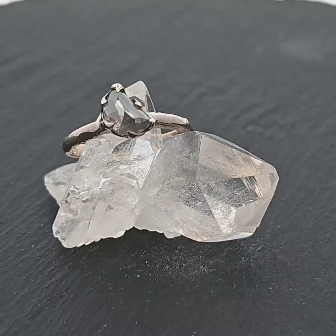 Fancy Cut Half Moon Diamond Solitaire Engagement 14k White Gold Wedding Ring byAngeline 2254