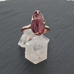 Fancy cut watermelon Tourmaline Rose Gold Ring Gemstone Solitaire recycled 14k statement cocktail statement 1315