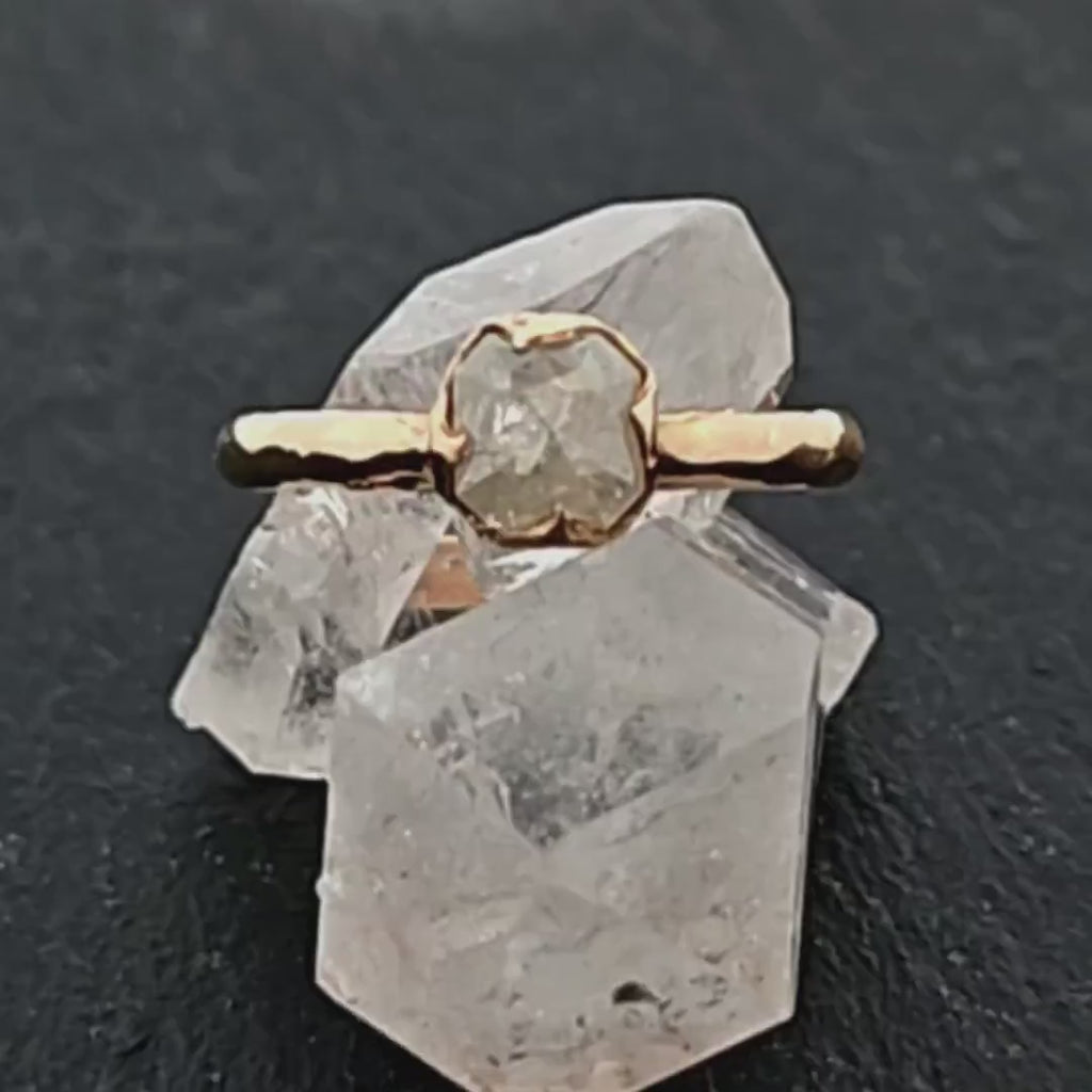 White Diamond Engagement Ring • 14k Yellow Gold • Handmade byAngeline 2026