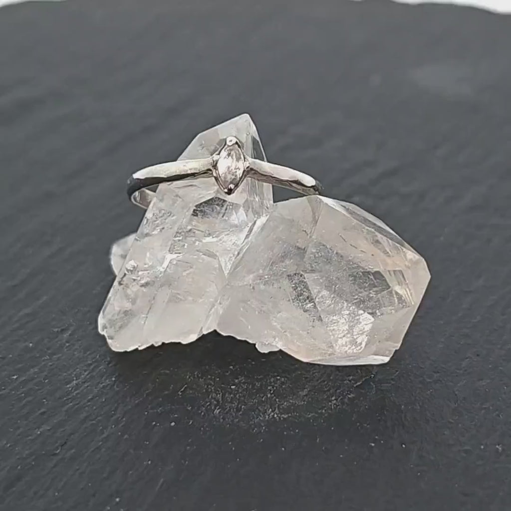 Antique Style Cut White Diamond Solitaire Engagement Ring • 14k White Gold • Handmade byAngeline 2075
