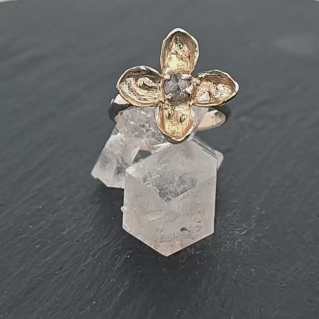 Diamond Ring Cast from a Real Flower • 18k White Gold • Enchanted Garden Floral Ring by Angeline 2992