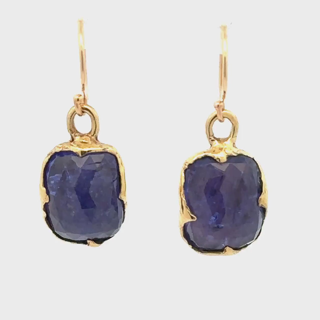Tanzanite Fancy cut dangle earrings 14k 3321