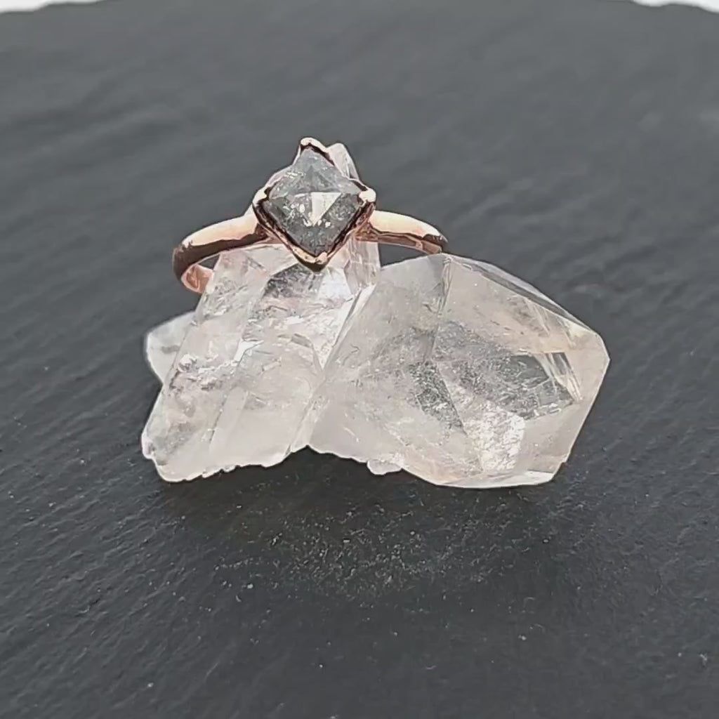 Salt and Pepper Solitaire Diamond Engagement Ring • 14k Rose Gold • Handmade byAngeline 1085