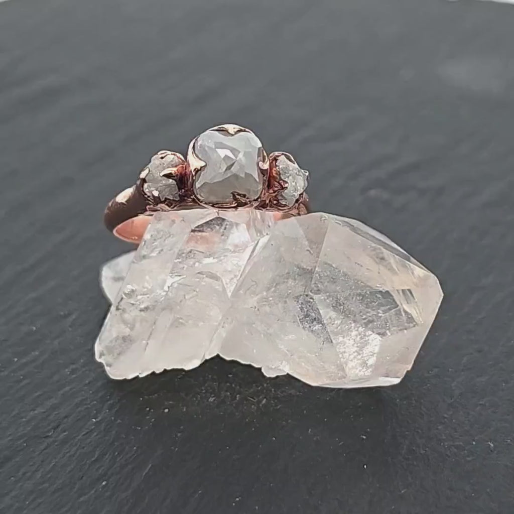 Fancy Cut White Diamond Engagement Ring • 14k White Gold • Diamond Accents • Handmade byAngeline CShane