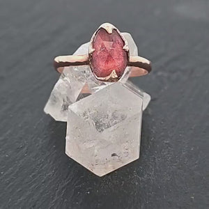 Fancy cut Pink Tourmaline Rose Gold Ring Gemstone Solitaire recycled 14k statement cocktail statement 1213