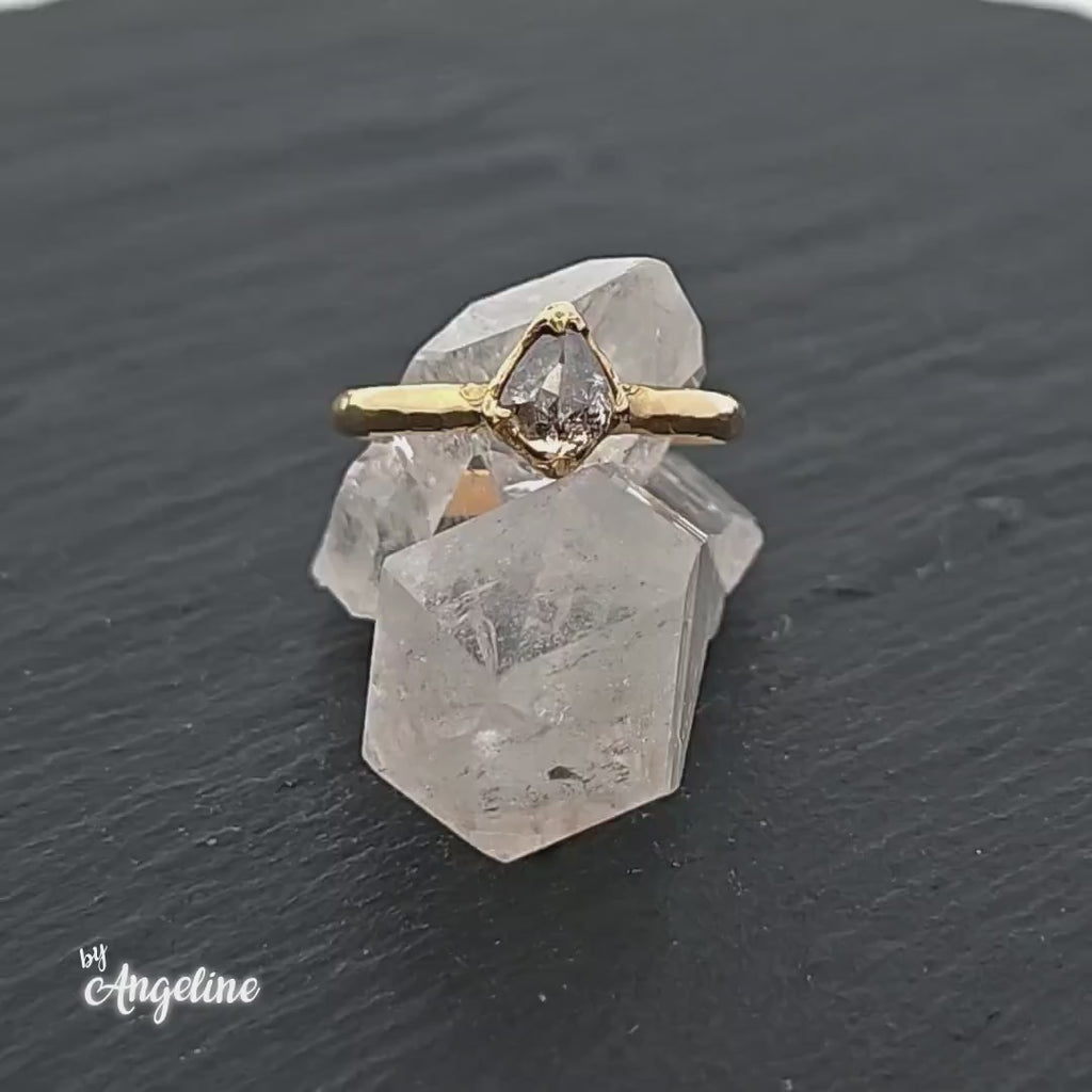 Salt and Pepper Diamond Solitaire Engagement Ring • 18k Yellow Gold • Handmade By Angeline 1403