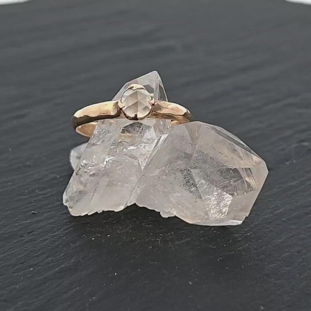 Fancy cut white Diamond Solitaire Engagement 18k yellow Gold Wedding Ring by Angeline 2806