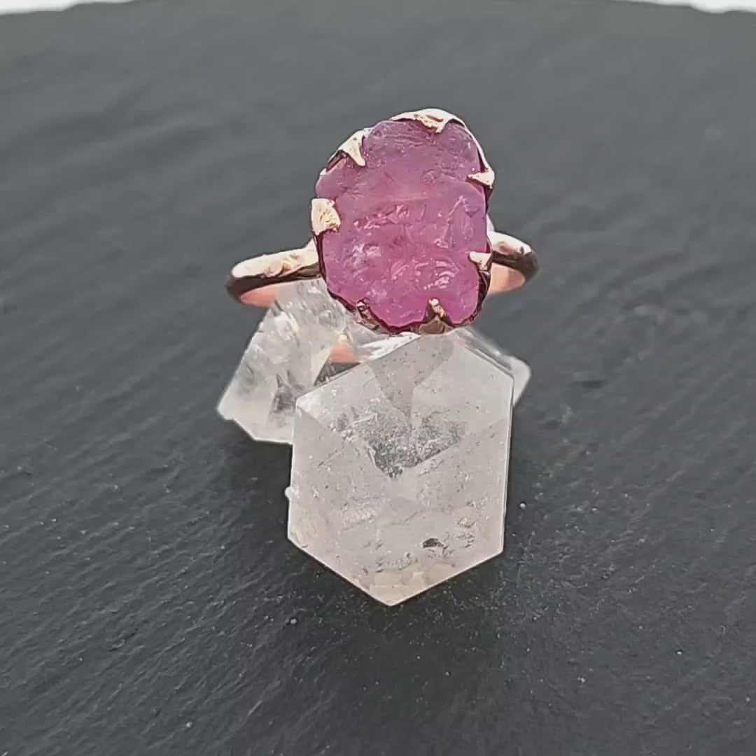 Raw Spinel Solitaire Rose Gold statement Ring  One Of a Kind Pink Lavender Gemstone Ring  stone Ring byAngeline 0105