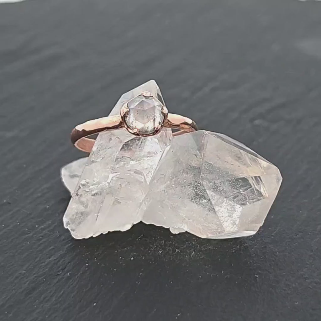 Salt and Pepper Diamond Solitaire Engagement Ring • 14k Rose Gold • Handmade Statement byAngeline 1191