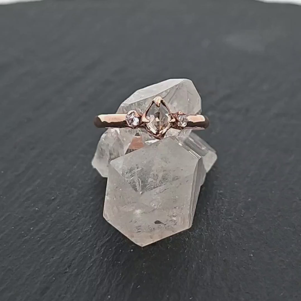 Champagne Fancy Cut Diamond Engagement Ring • 14k Rose Gold • Multi stone Wedding • Handmade in USA byAngeline 1999